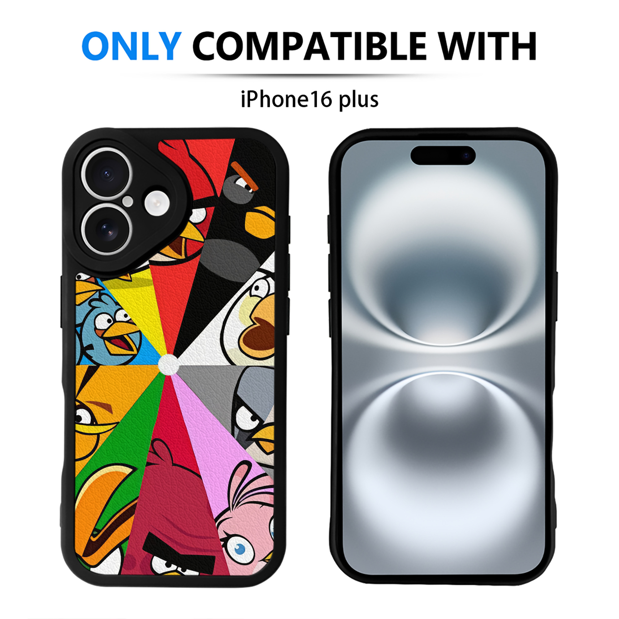 （画像用） Angry Birds アングリーバード 【iPhone 16シリーズ対応】シリコンスマホケース（レザー調） 材質：シリコン
